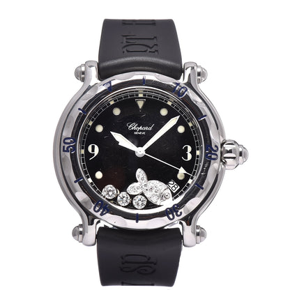 Chopard Stainless Steel Rubber Diamond 38mm Happy Sport Fish Quartz Watch Black 1 of 7