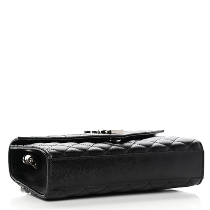 Saint Laurent Grain De Poudre Textured Mixed Matelasse Triquilt Small Monogram Satchel Black 3 of 8