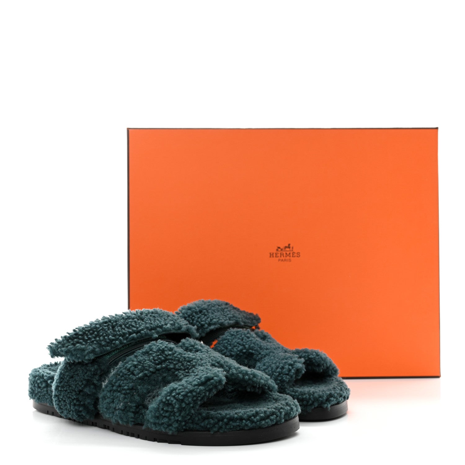 Hermes Woolskin Womens Chypre Sandals 40 Vert Anglais 8 of 8