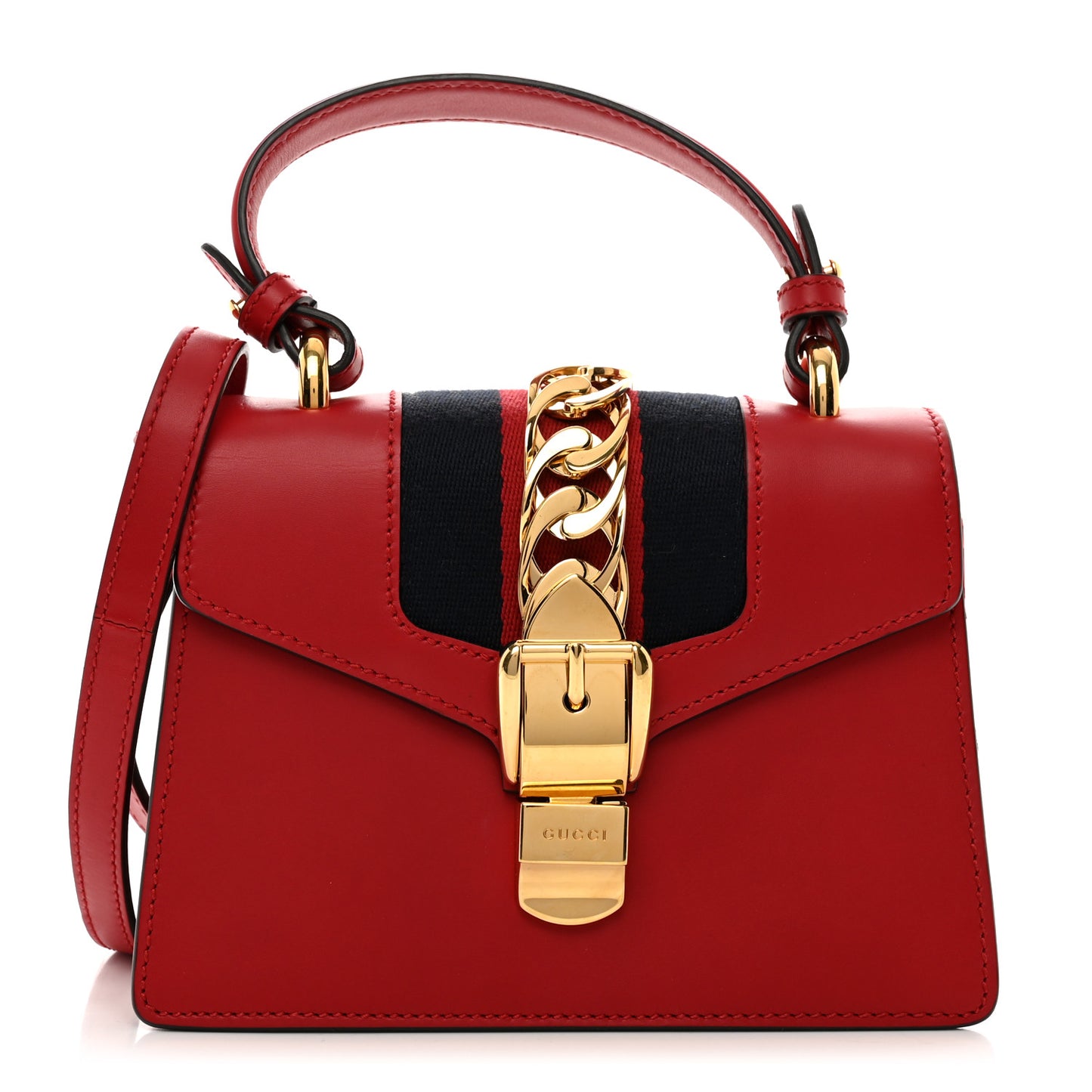 Calfskin Mini Sylvie Top Handle Bag Hibiscus Red