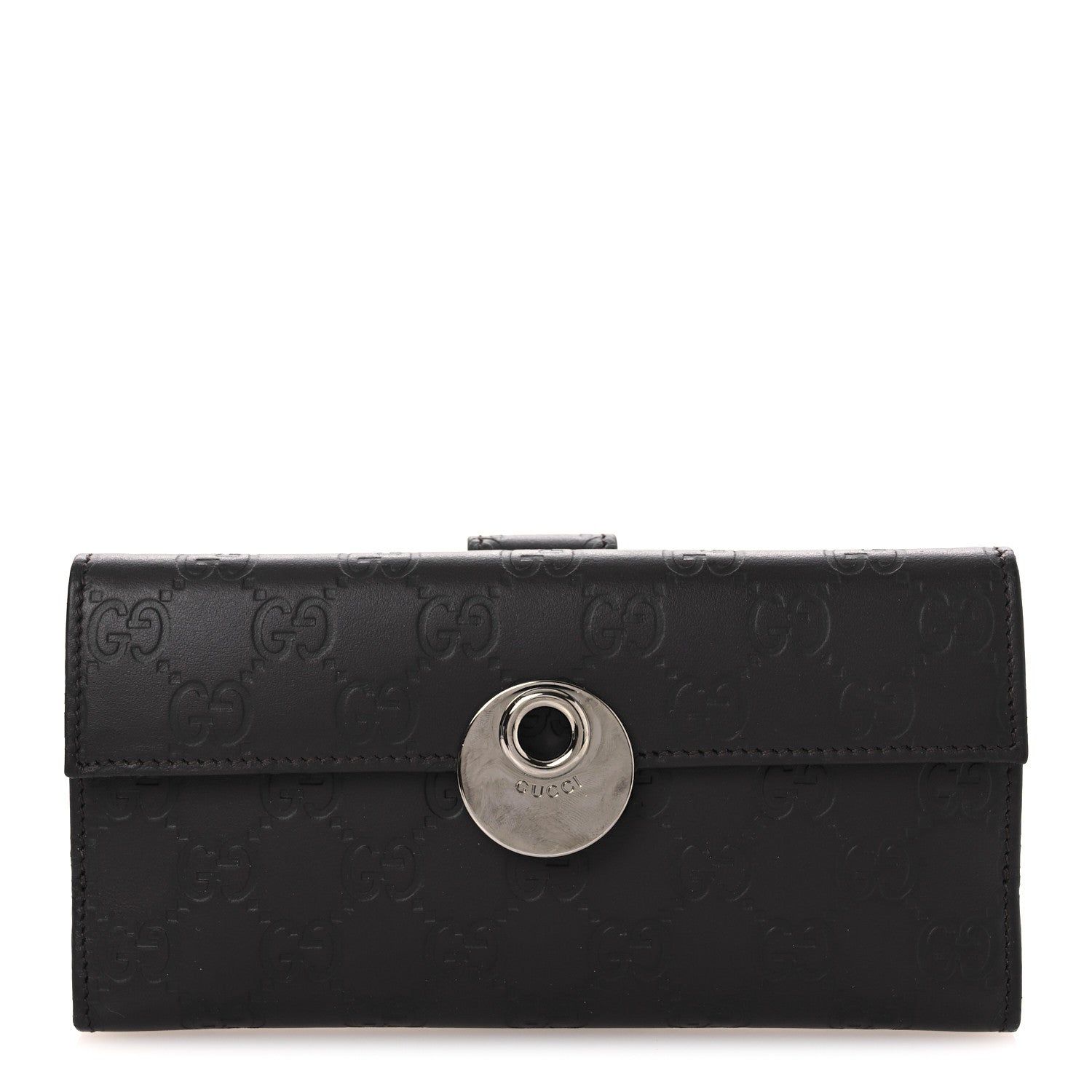 Gucci Guccissima Eclipse Continental Flap Wallet Dark Brown 1 of 10
