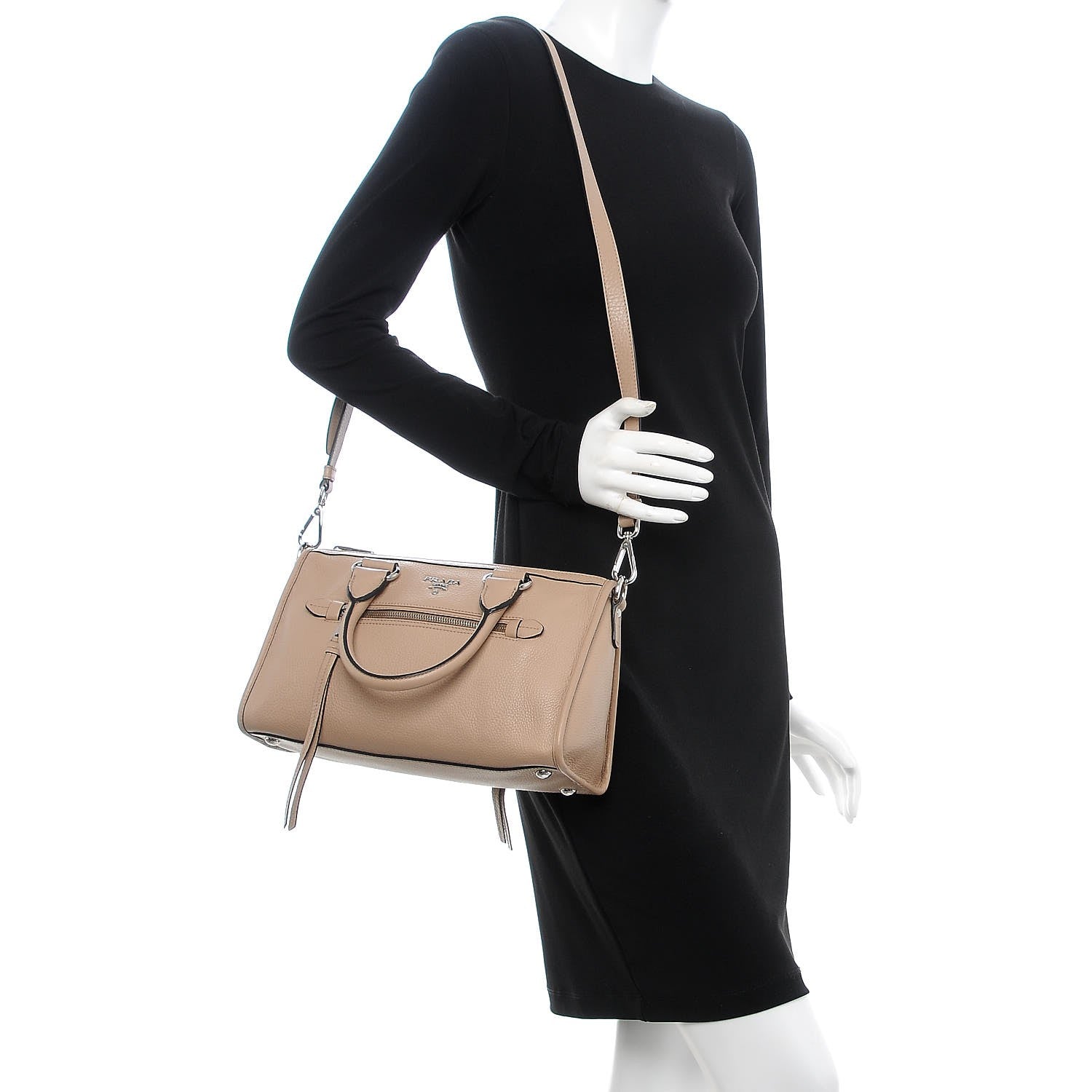 Prada Vitello Phenix Shopping Satchel Cammeo 2 of 8