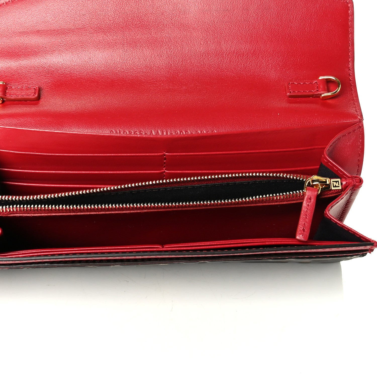 Fendi Vitello Cruise F is Fendi Bi-Color FF 1974 Embossed Continental Envelope Wallet On Chain Maya Black Fragola 4 of 6