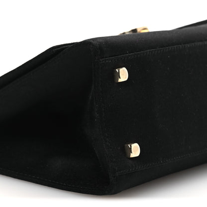 Salvatore Ferragamo Satin Crystal Gancini Chain Flap Bag Black 8 of 13