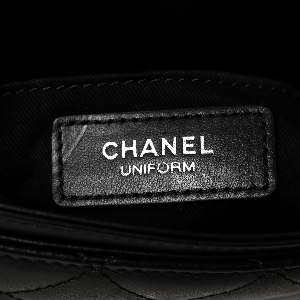 Calfskin Quilted CC Uniform Flap Belt Bag Black