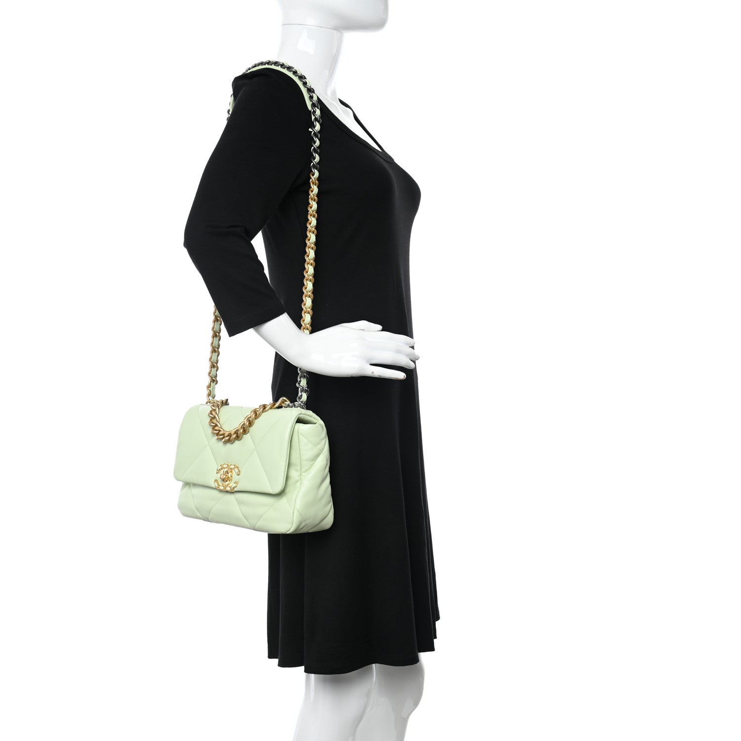 Chanel Lambskin Quilted Medium Chanel 19 Flap Light Green 2 of 10