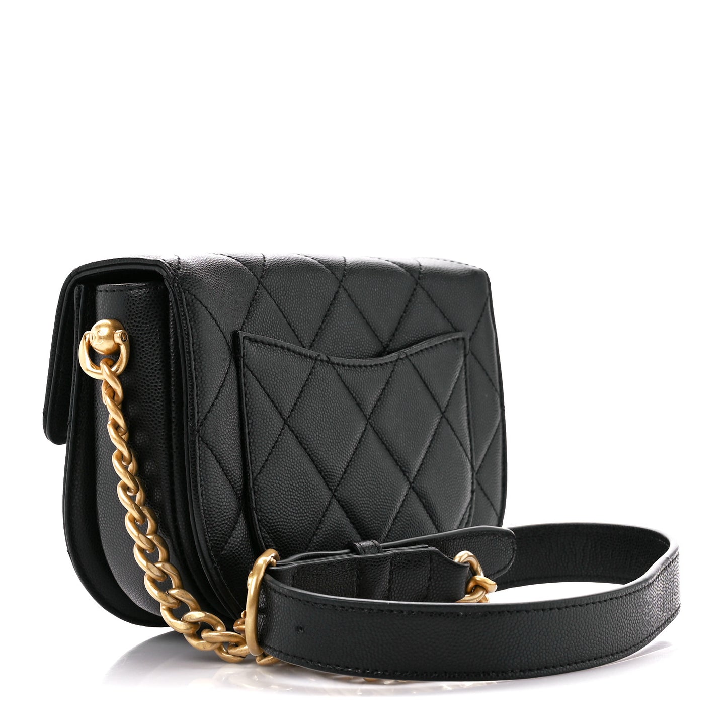 Caviar Quilted Moon Messenger Black