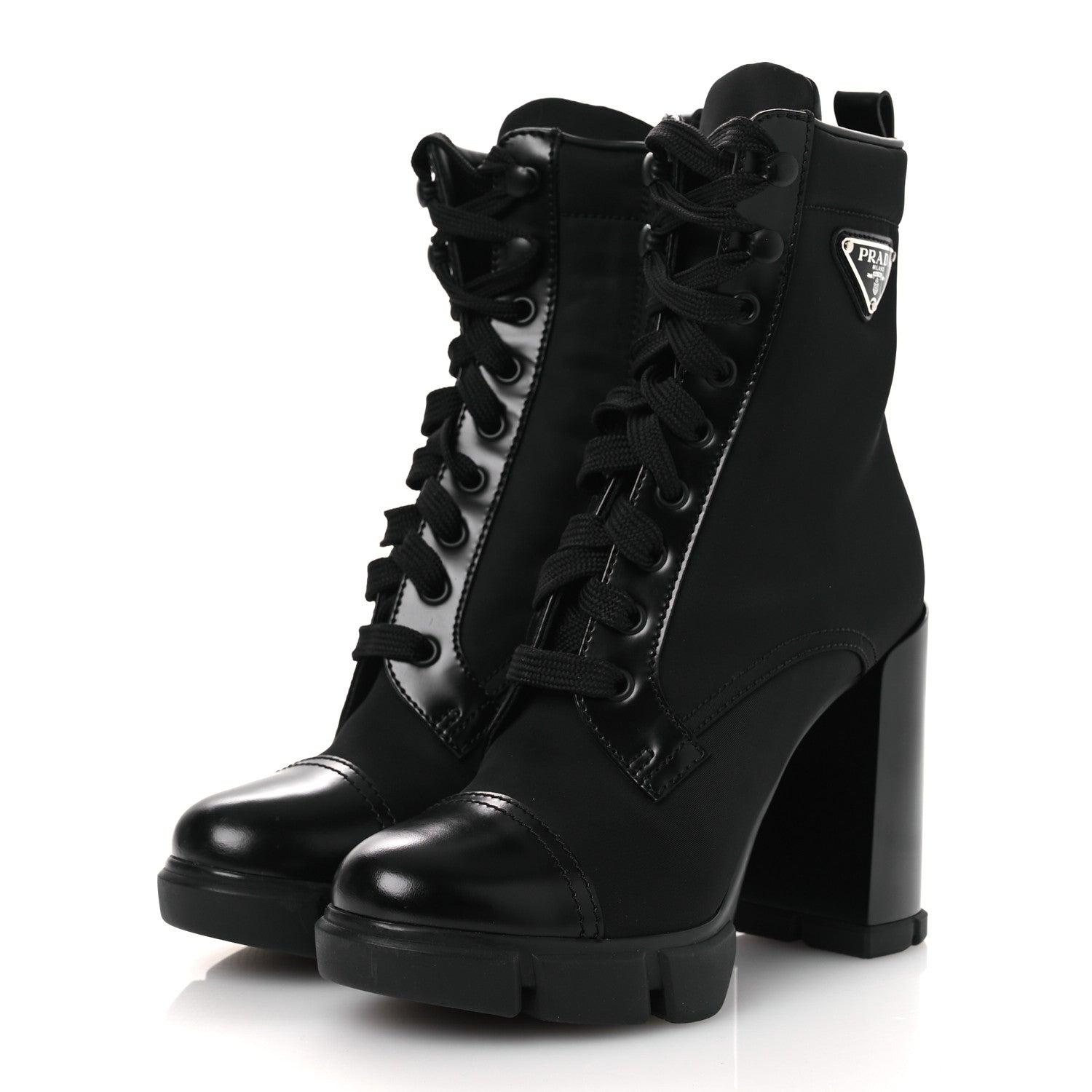 Prada Spazzolato Re-Nylon Metal Triangle Logo 110mm Ankle Boots 36.5 Black 4 of 12