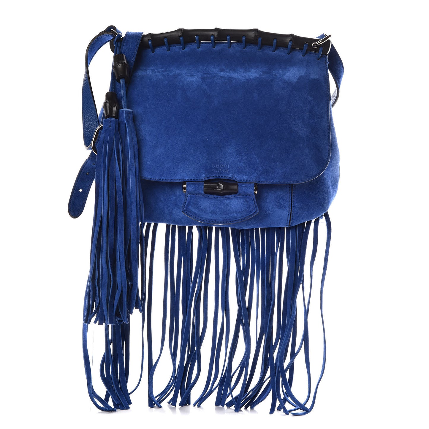 Suede Medium Nouveau Fringe Shoulder Bag Blue