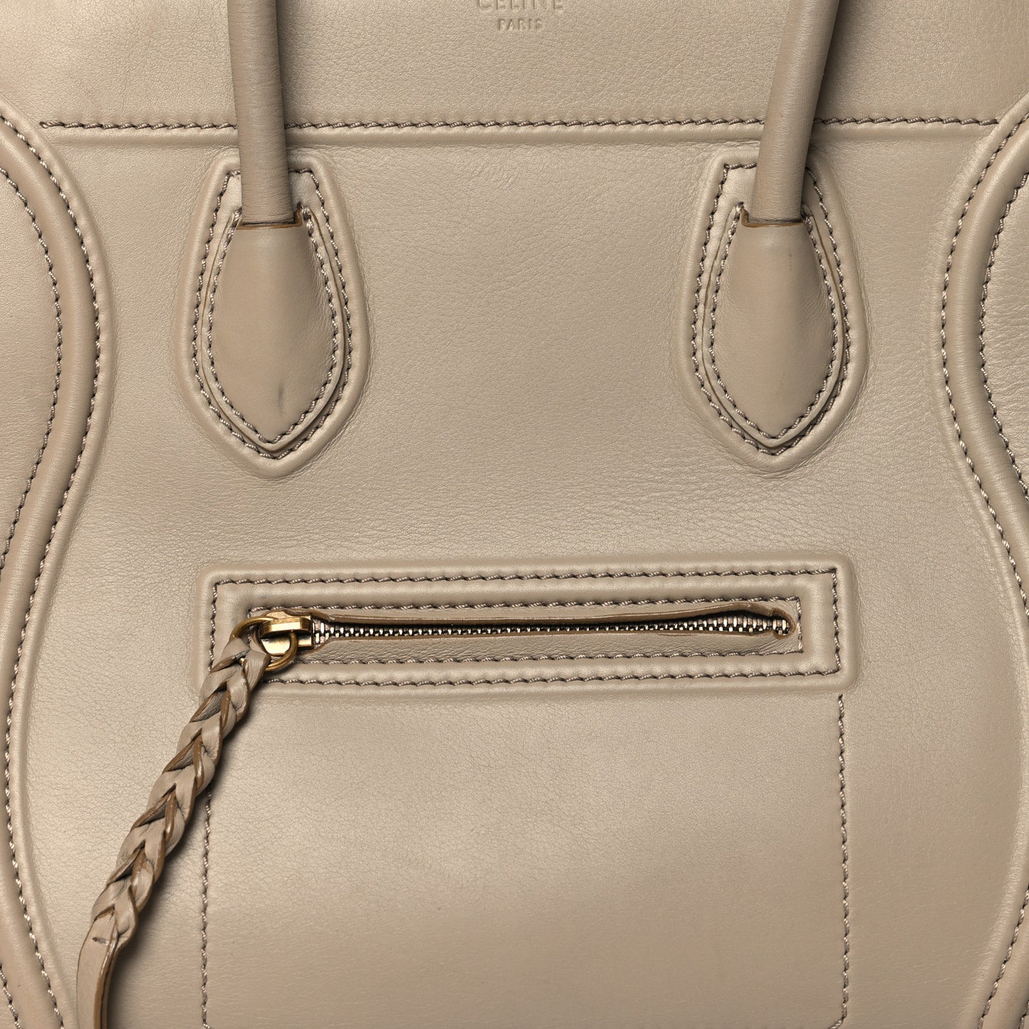 Grained Calfskin Medium Phantom Luggage Beige