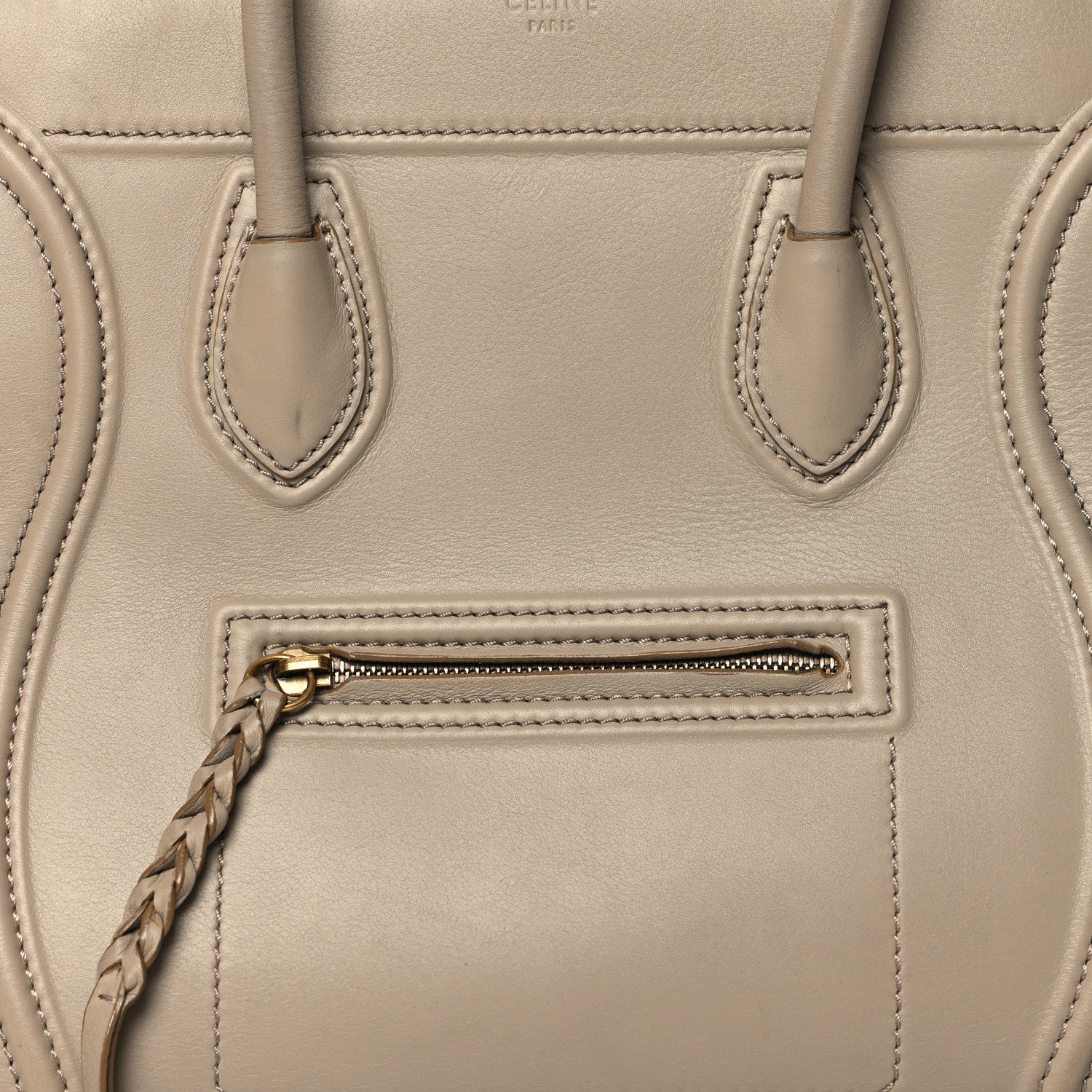 Celine Grained Calfskin Medium Phantom Luggage Beige 8 of 13