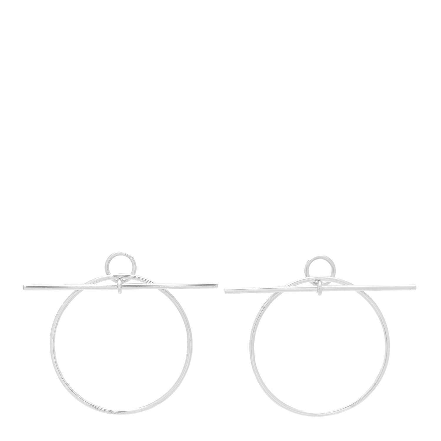 Hermes Sterling Silver MM Loop Earrings 1 of 5