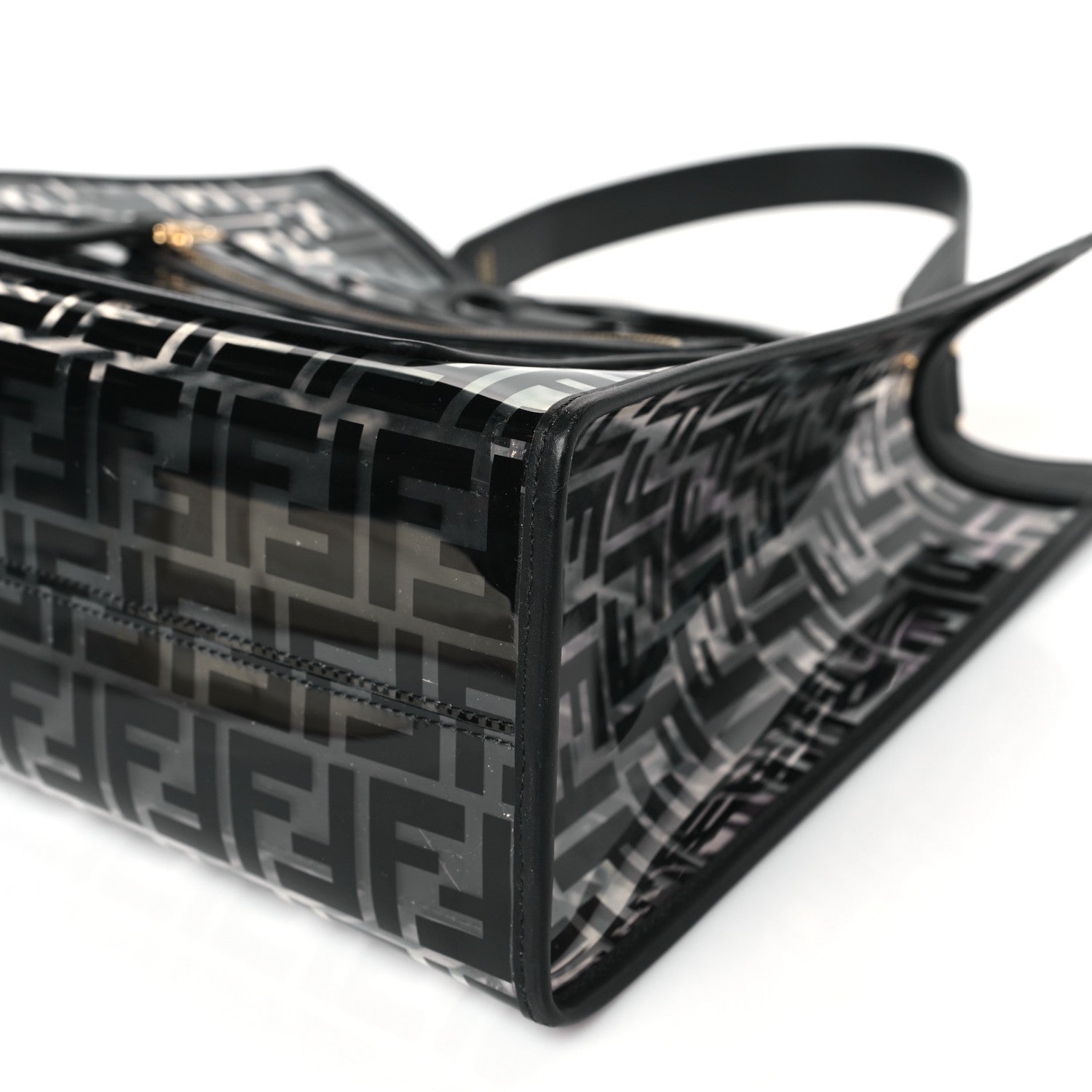 Fendi TPU FF Vitello Century Plexiglass Medium Runaway Shopper Tote Black 8 of 9