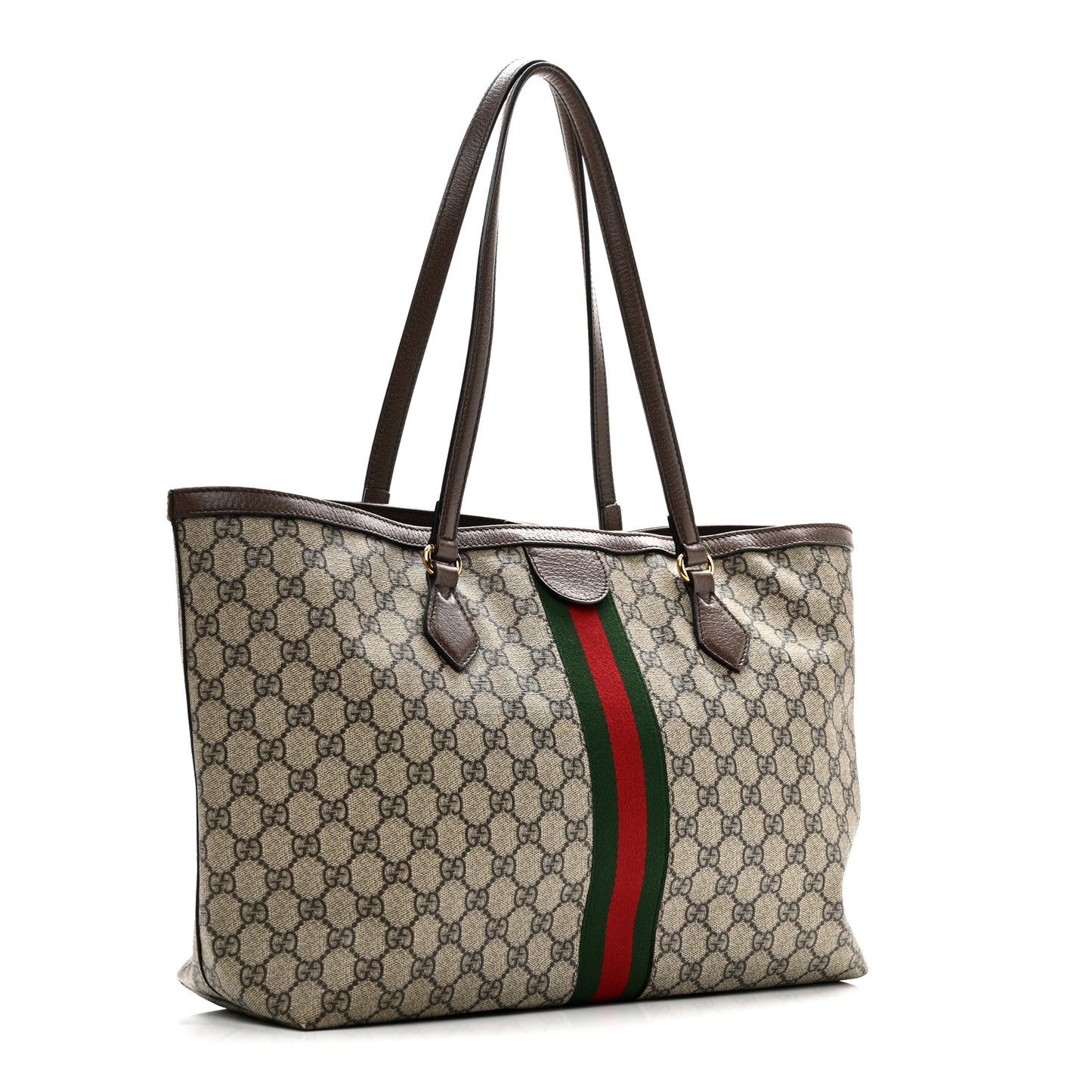 GG Supreme Monogram Medium Ophidia Shopping Tote Brown
