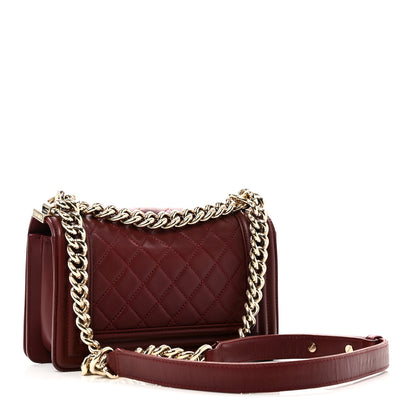 Chanel Lambskin Quilted Small Boy Flap Dark Red 2 of 9