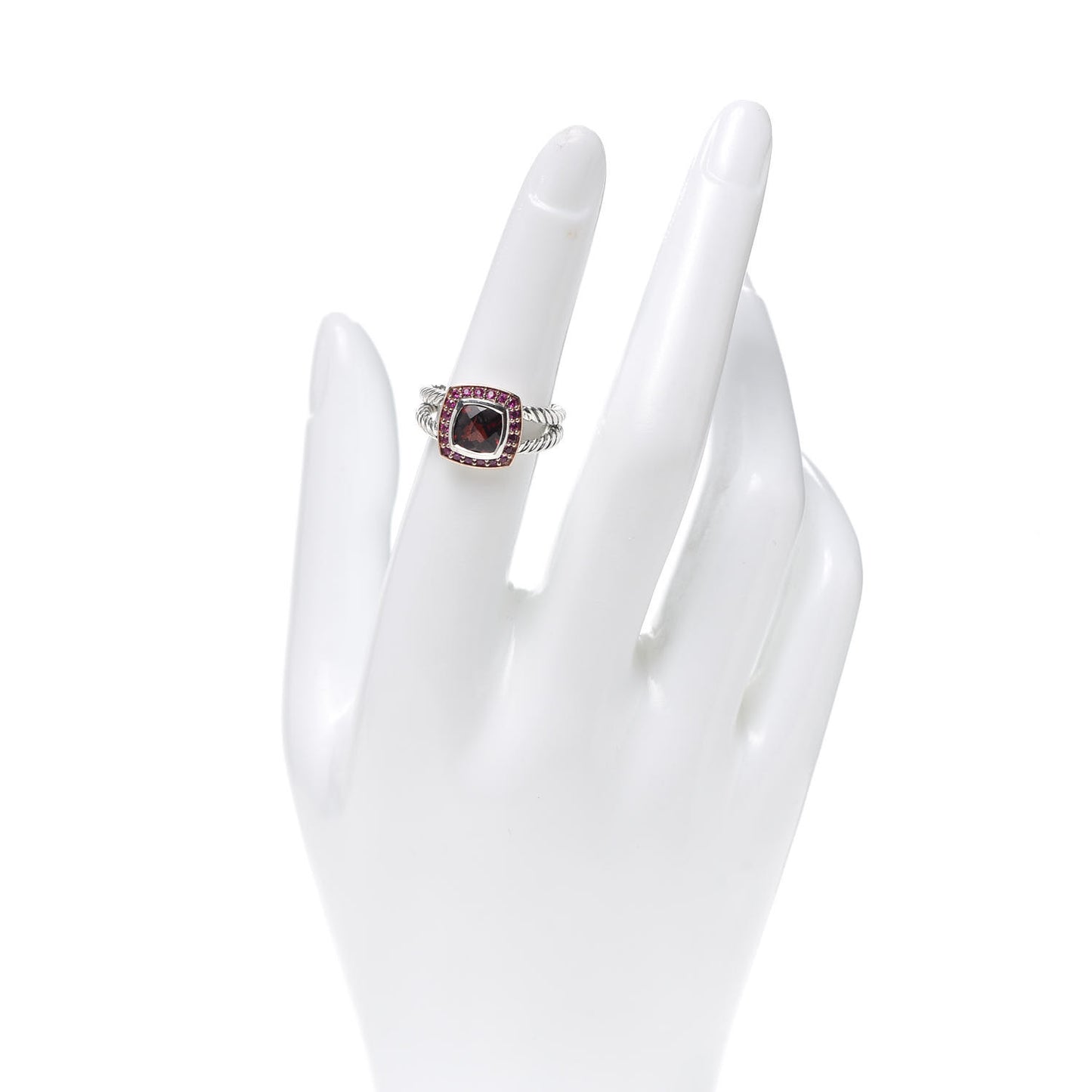Sterling Silver 18K Rose Gold Pink Sapphire Garnet 7mm Petite Albion Ring 52 6