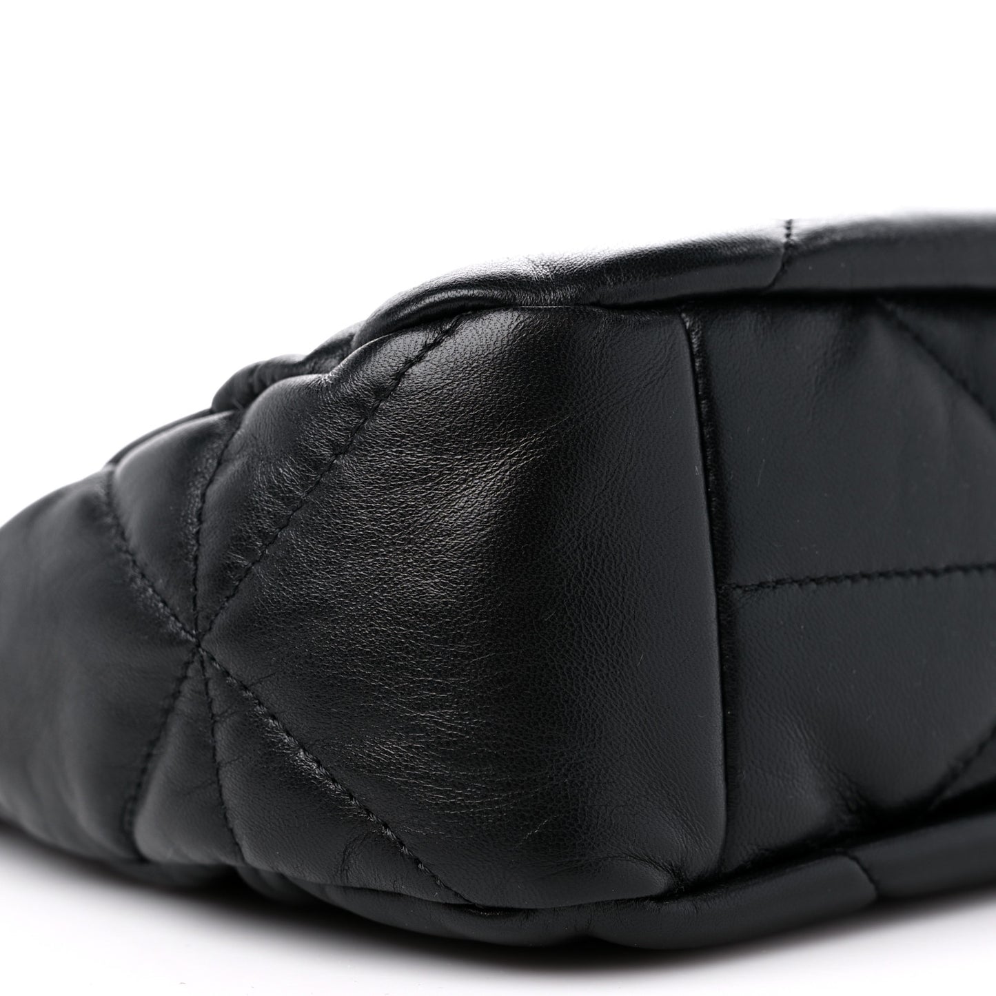 Nappa Triangle Stitched Mini Zippered Hobo Bag Black