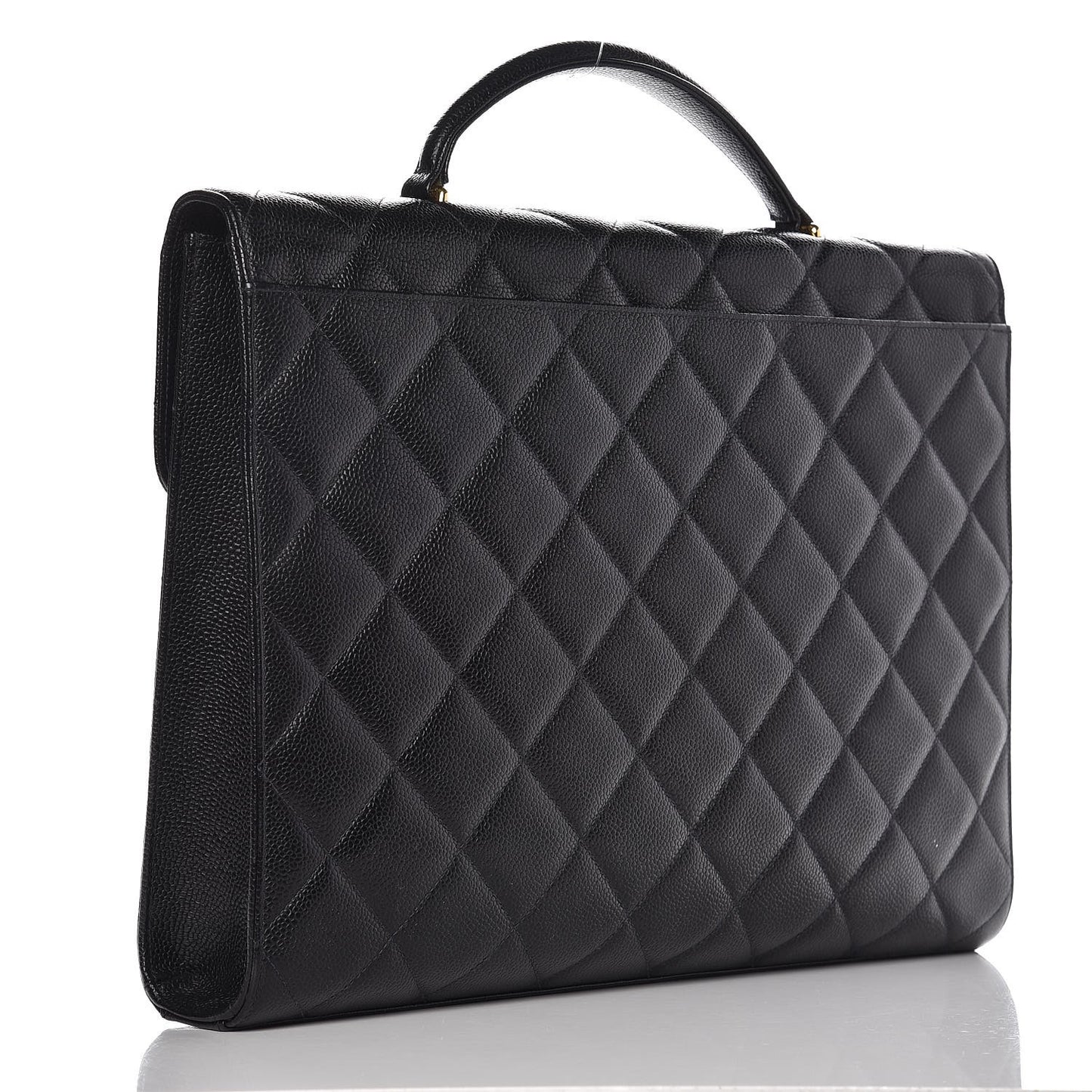 Caviar Quilted Briefcase Laptop Bag Black