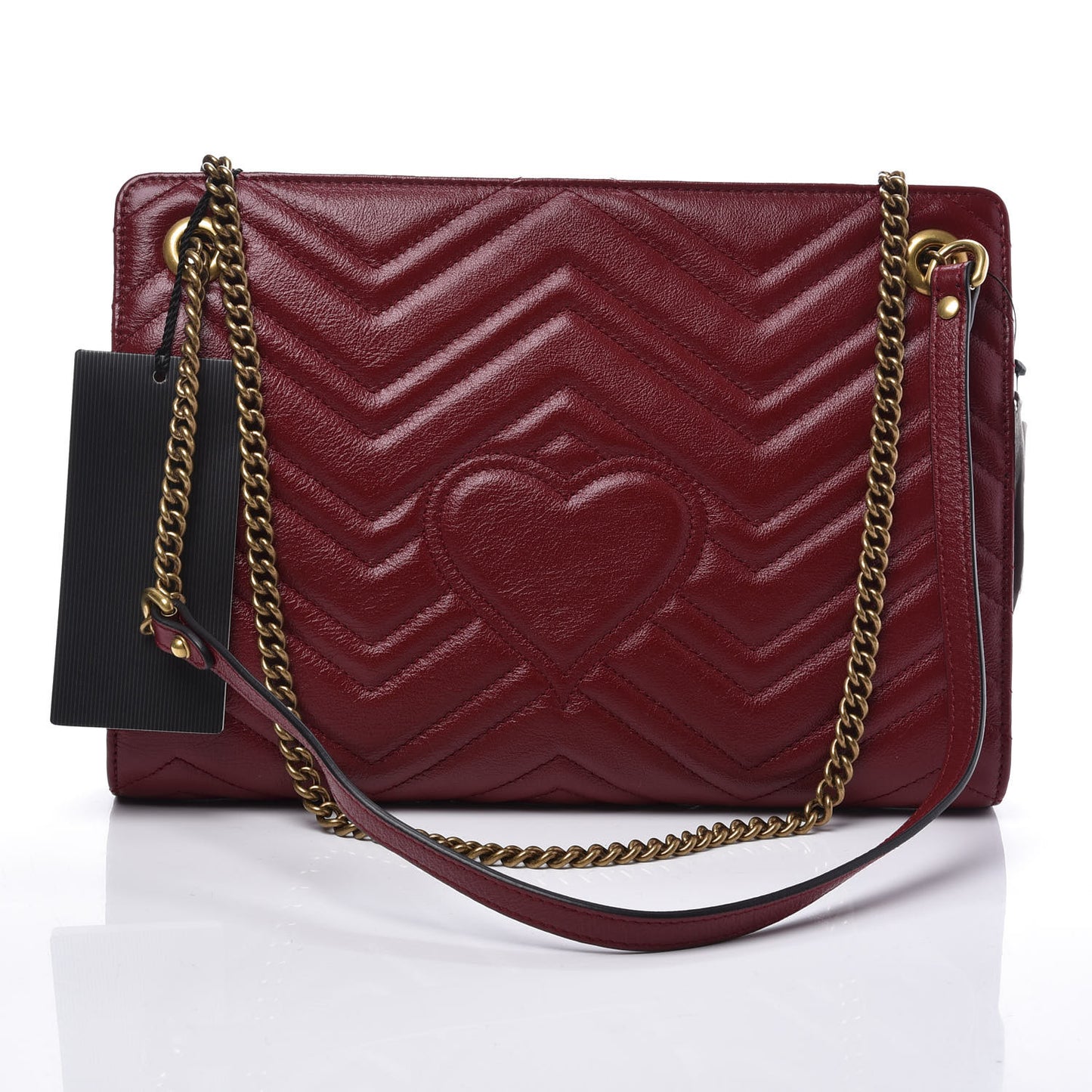 Azalea Calfskin Matelasse Heart Medium GG Marmont Slim Shoulder Bag Romantic Cerise