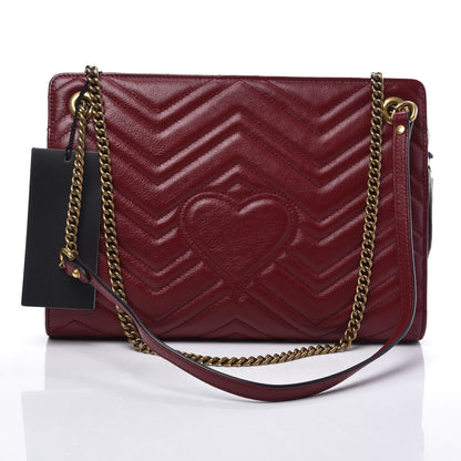 Gucci Azalea Calfskin Matelasse Heart Medium GG Marmont Slim Shoulder Bag Romantic Cerise 2 of 10