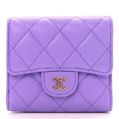Chanel Caviar Quilted Compact Flap Wallet Purple 1 of 7
