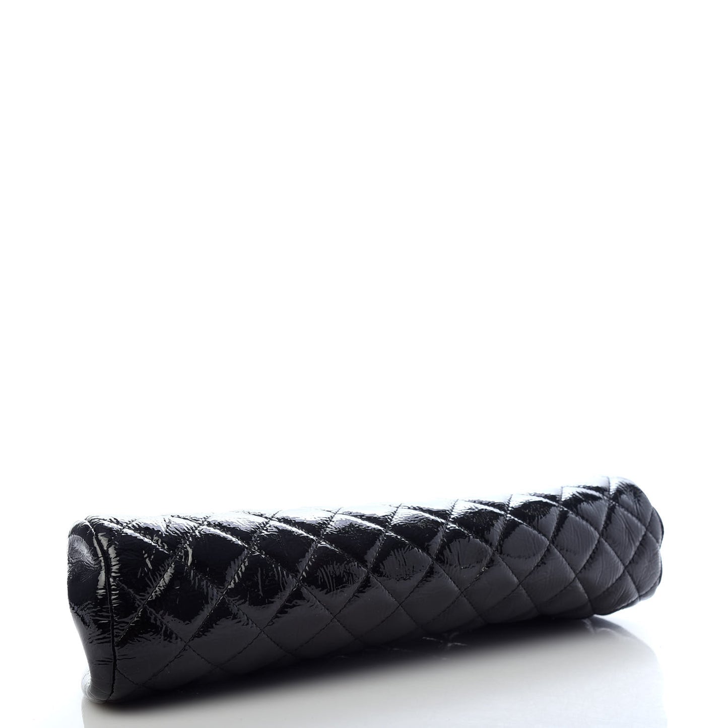 Distressed Patent Quilted Timeless Clutch Black