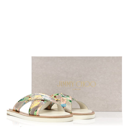 Jimmy Choo Glossy Rainbow Elaphe Palmo Sunrise Flat Sandals 42 Multicolor 9 of 9