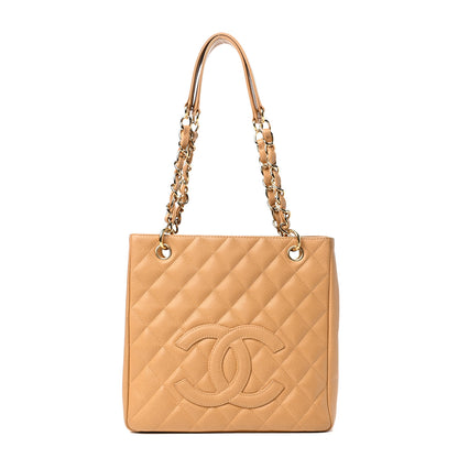 Chanel Caviar Quilted Petit Shopping Tote PST Beige 1 of 10