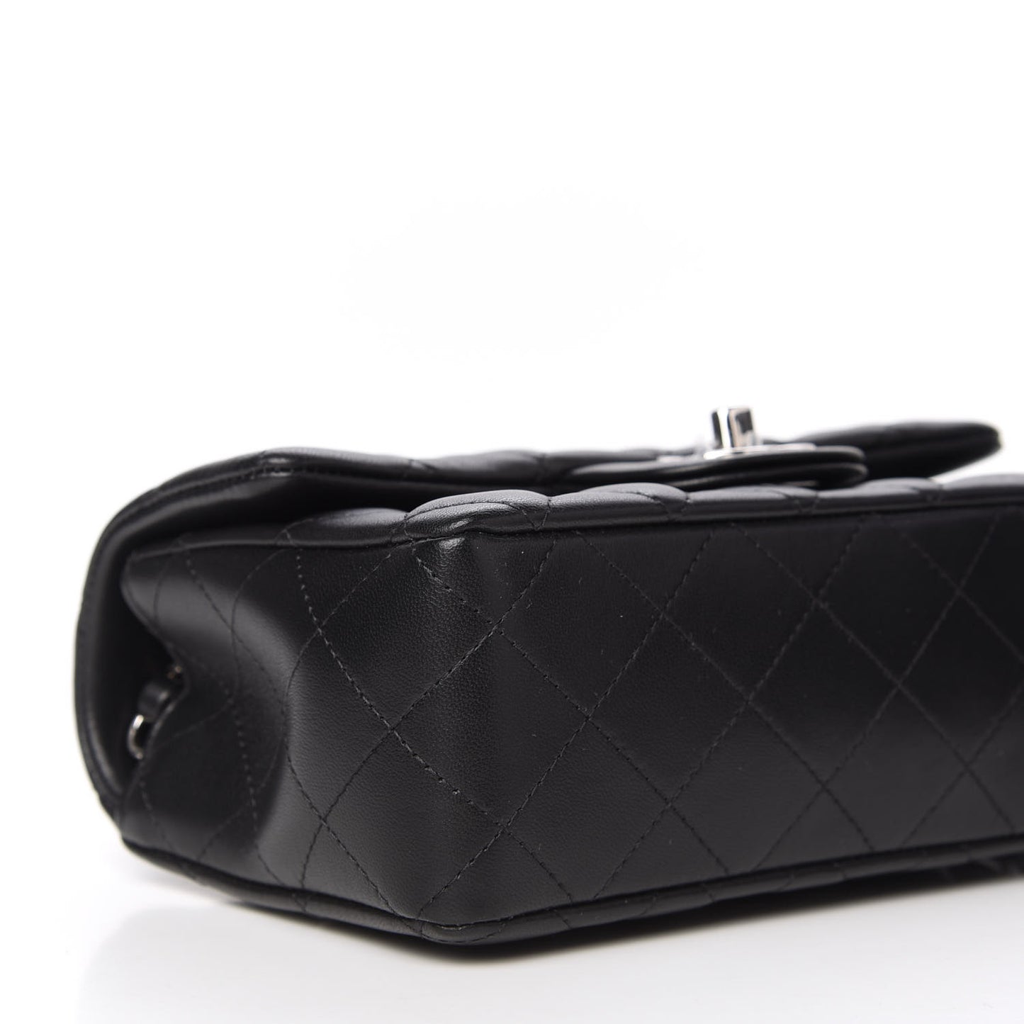 Lambskin Quilted Mini Rectangular Flap Black