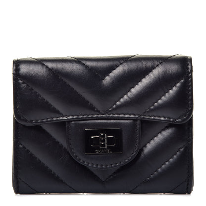 Chanel Aged Calfskin Chevron Quilted Reissue Card Holder Wallet So Black 1 of 7