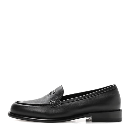 Chanel Lambskin CC Mocassin Loafers 37.5 Black 1 of 9