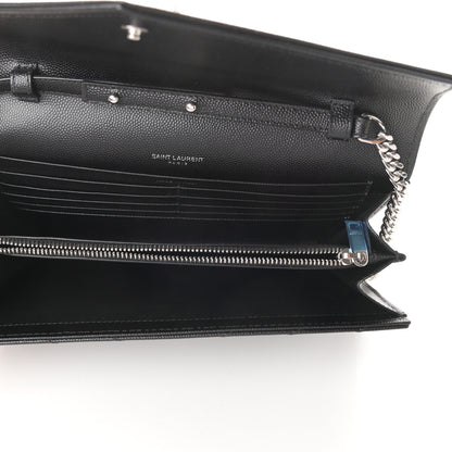 Saint Laurent Grain De Poudre Matelasse Chevron Monogram Chain Wallet Black 5 of 10