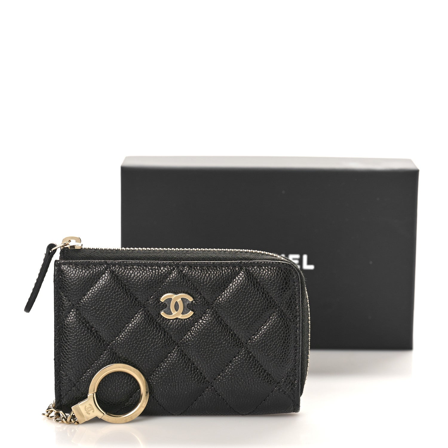 Chanel Caviar Quilted Zipped Key Holder Case Black 10 of 10