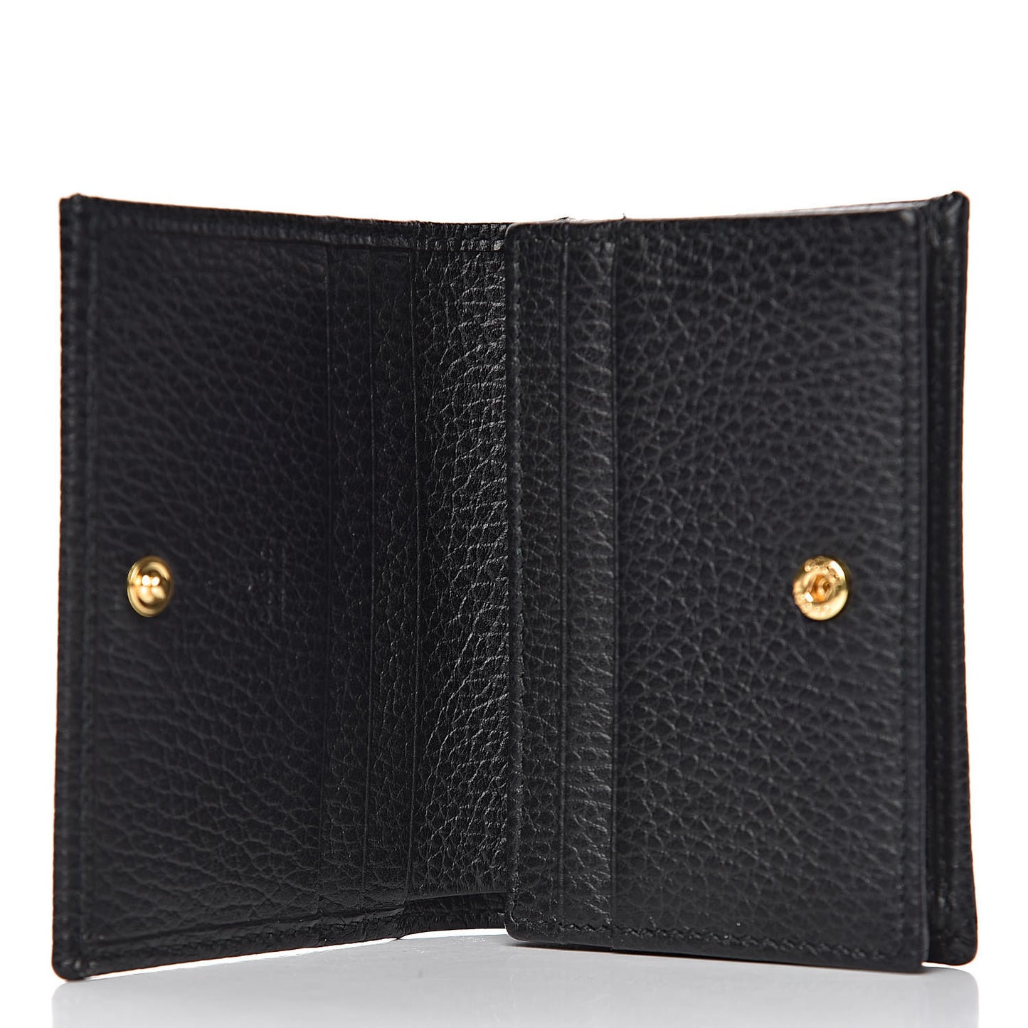 Pebbled Calfskin GG Marmont Card Case Black