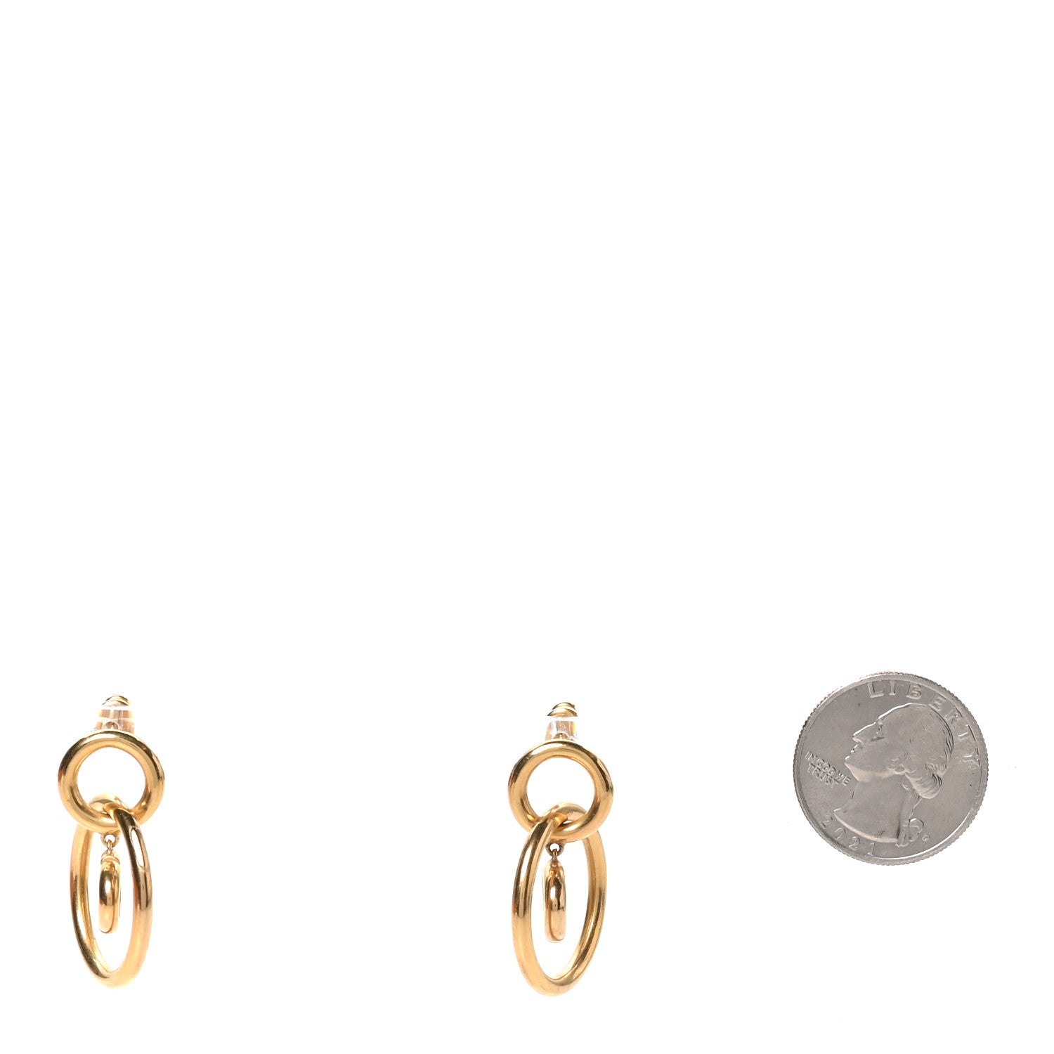 Christian Dior Metal CD Hoop Drop Earrings Gold 2 of 4