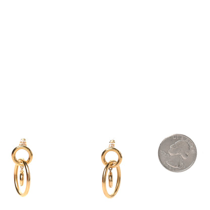 Christian Dior Metal CD Hoop Drop Earrings Gold 2 of 4
