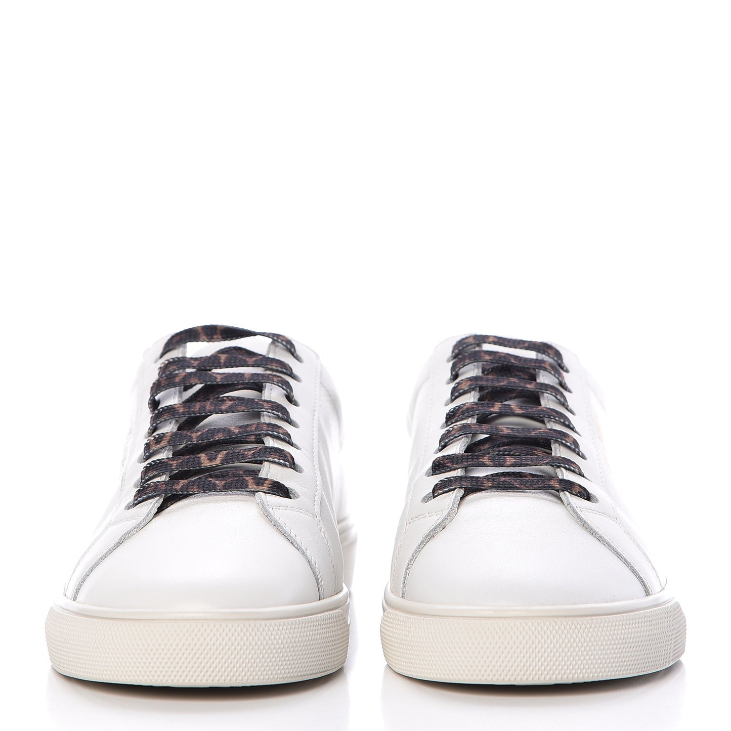 Calfskin Pony Hair Leopard Print Andy Low Top Sneakers 36.5 Optic White