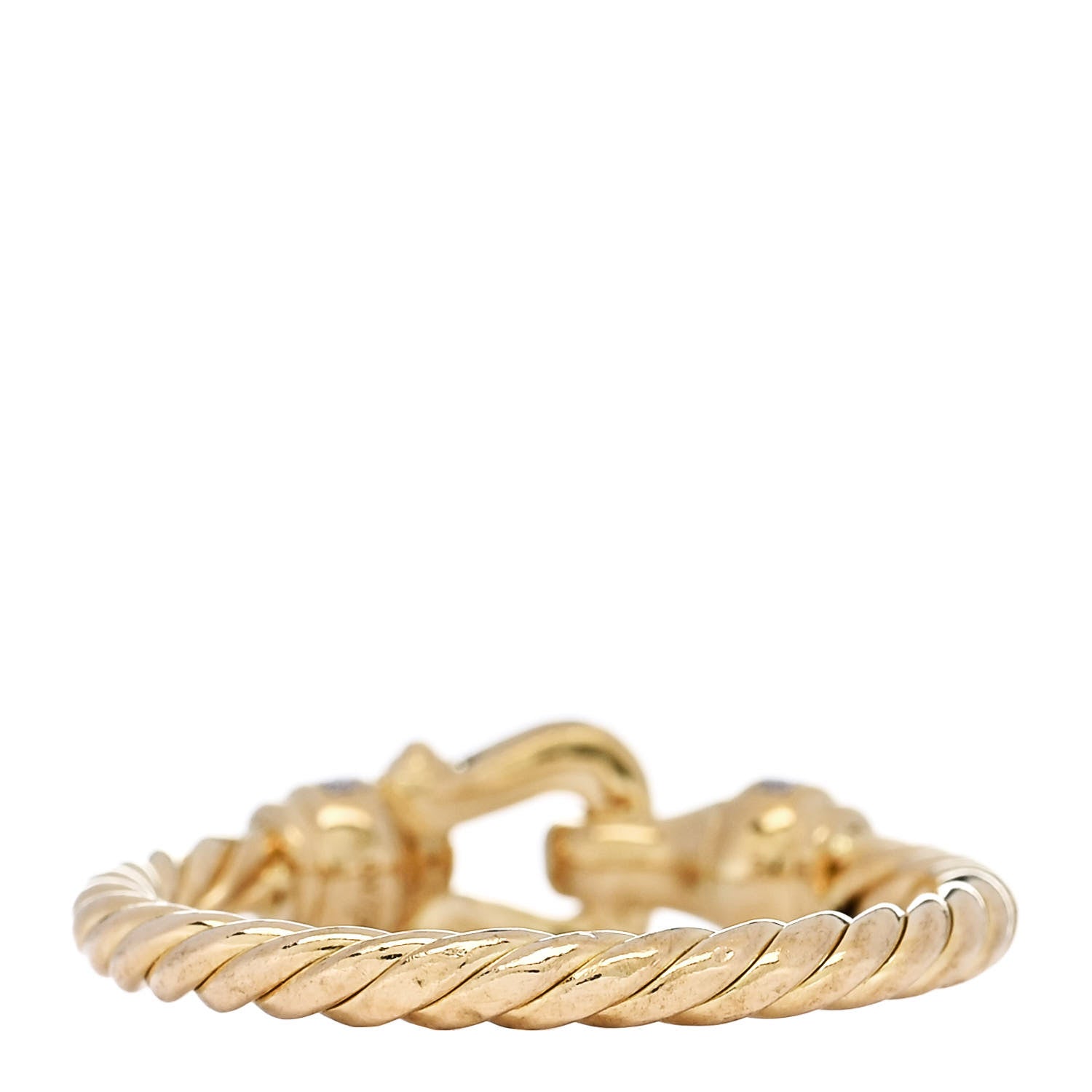 David Yurman 18K Yellow Gold Diamond Petite Buckle Cable Ring 53 6.5 3 of 5