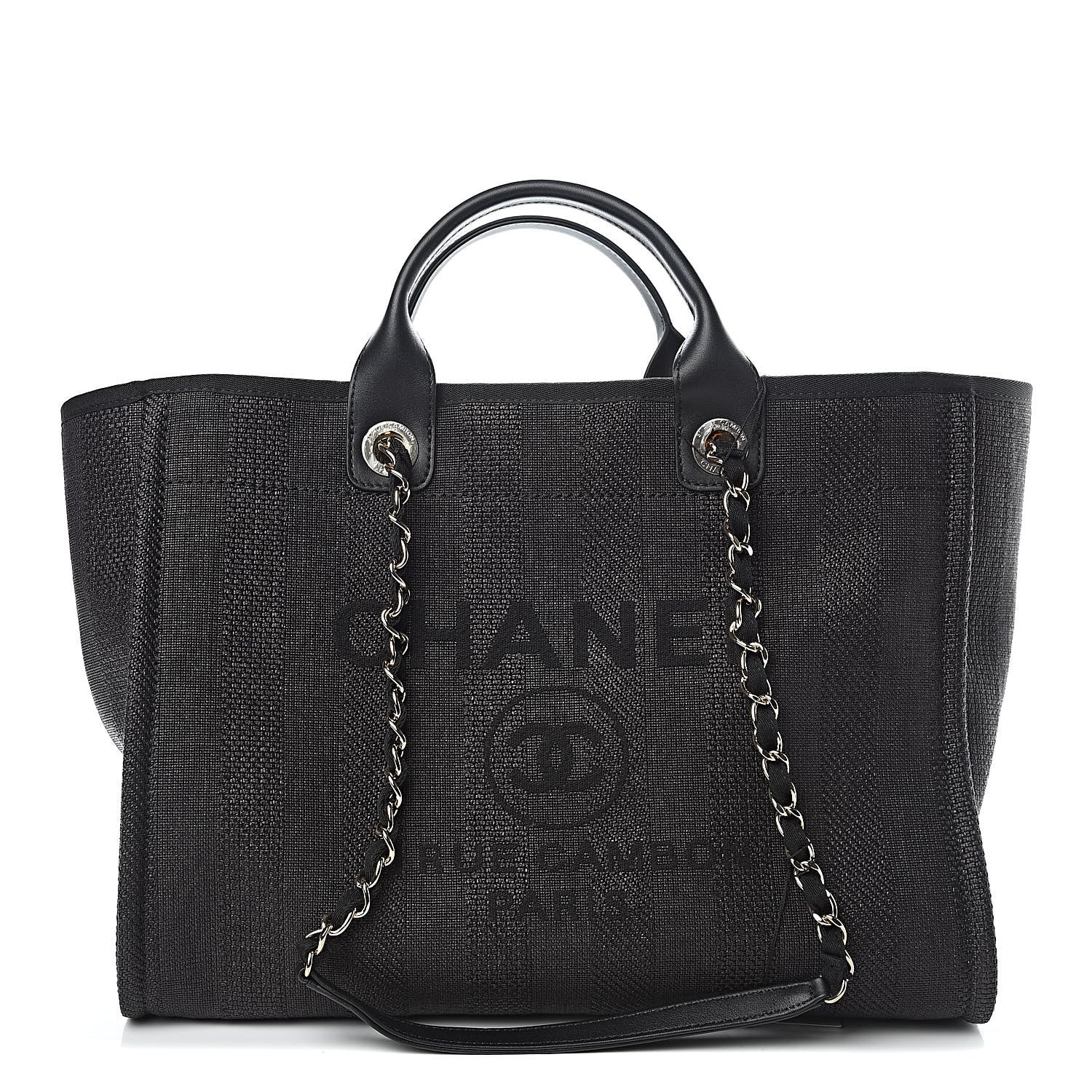 Chanel Woven Straw Raffia Striped Large Deauville Tote Black 1 of 10