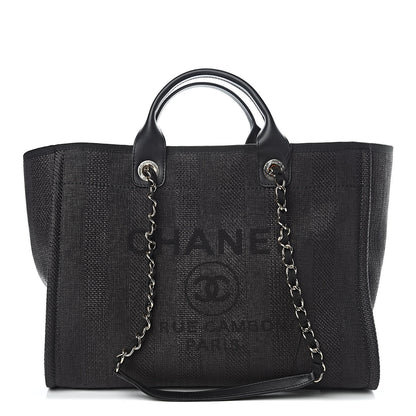 Chanel Woven Straw Raffia Striped Large Deauville Tote Black 1 of 10