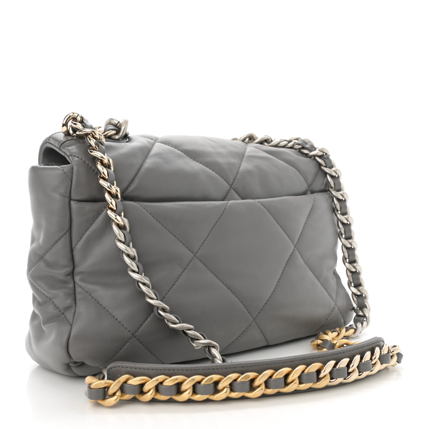 Lambskin Quilted Large Chanel 19 Flap Dark Grey