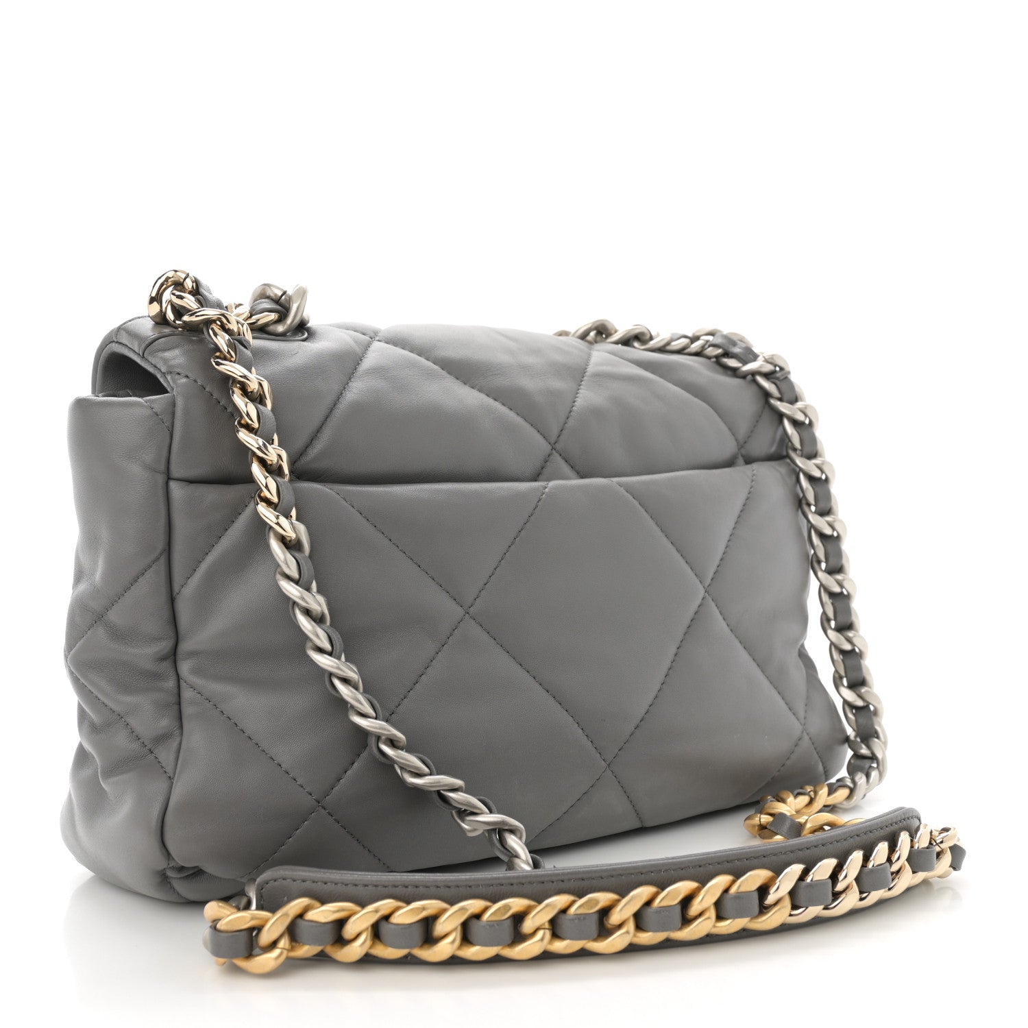Chanel Lambskin Quilted Large Chanel 19 Flap Dark Grey 3 of 12