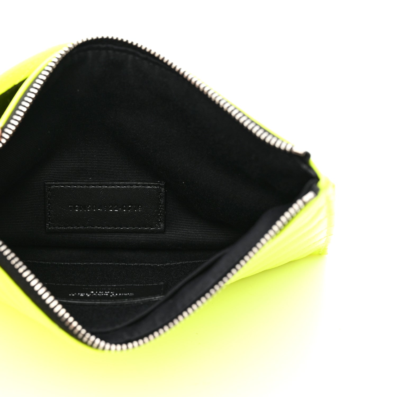 Saint Laurent Patent Grain De Poudre Matelasse Chevron Monogram Bill Pouch Neon Yellow 5 of 8