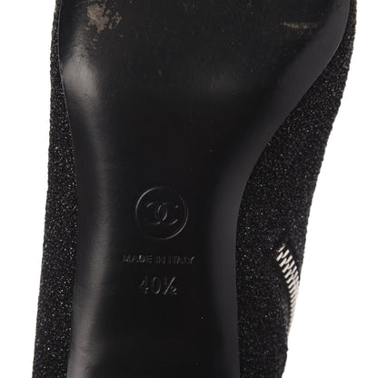 Chanel Glitter Patent Cap Toe Short Boots 40.5 Black 7 of 9