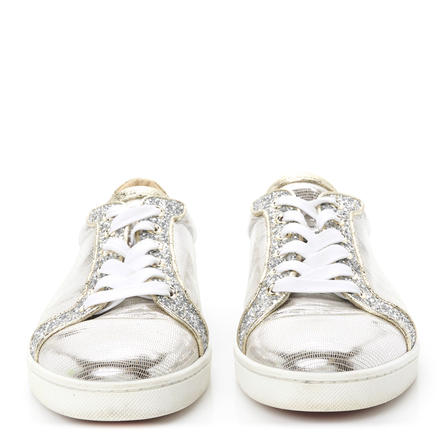 Christian Louboutin Glitter Aliglitter Specchio Women Seava Flat Sneakers 39 Silver 3 of 11