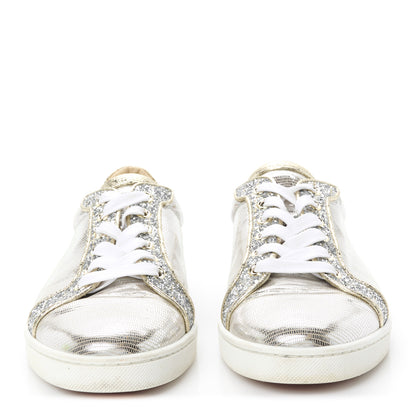 Christian Louboutin Glitter Aliglitter Specchio Women Seava Flat Sneakers 39 Silver 3 of 11
