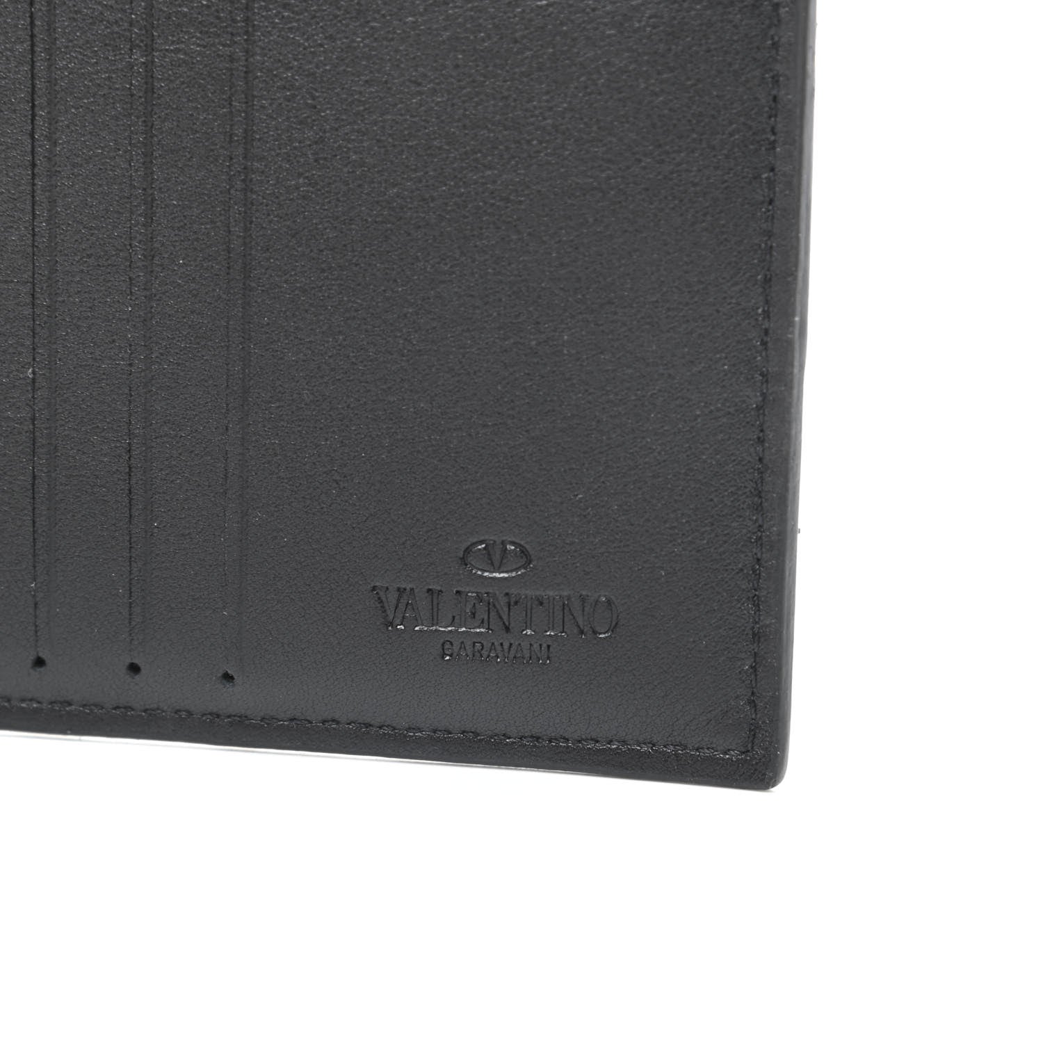 Valentino Garavani Nappa Canvas Camouflage Stars Bi-Fold Wallet Navy Black 6 of 6