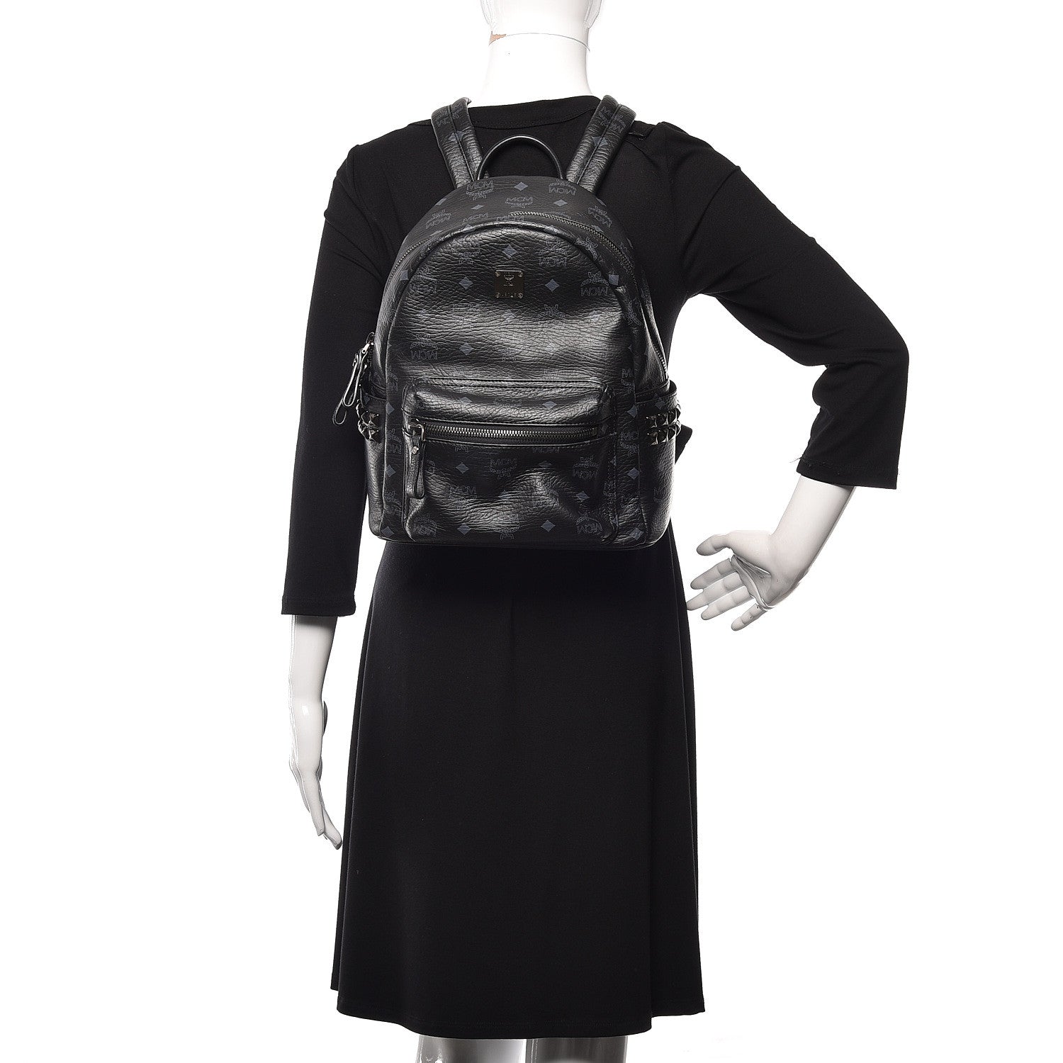 MCM Visetos Small Side Stud Stark Backpack Black 2 of 12