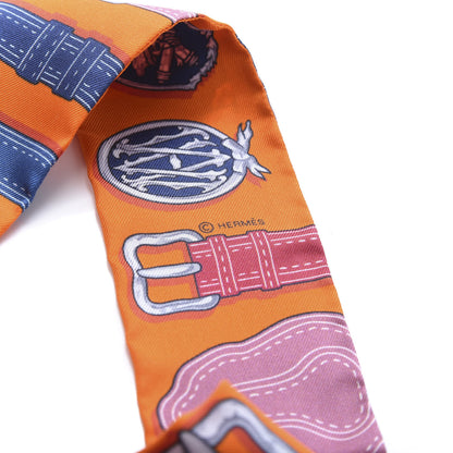 Hermes Silk Harnais Des Presidents Twilly Orange Violet Rose 3 of 4