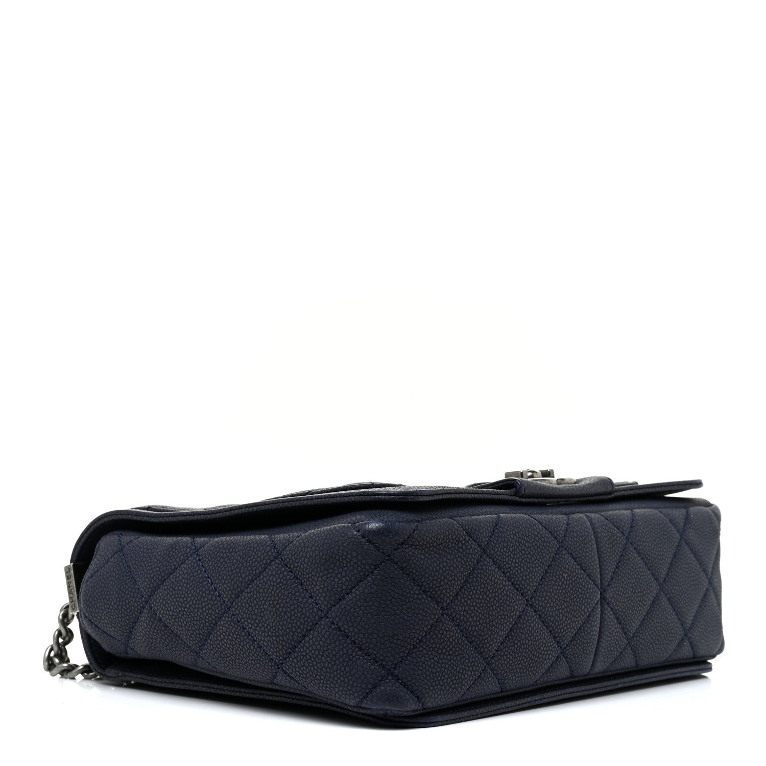 Chanel Washed Caviar Quilted Medium Turn Around Ligne Flap Navy 4 of 17